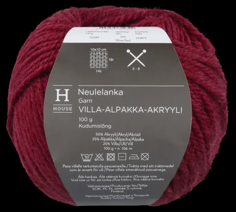 Clearance Neulelanka Villa-Alpakka-Akryyli 112589 100 G Käsityötarvikkeet