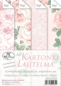J.K. Primeco Askartelutarvikkeet-A6 Kartonkilajitelma Roosa 20Ark.