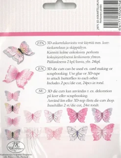 J.K. Primeco Askartelutarvikkeet-3D Askartelukuviot Perhonen 24Kpl/Pkt