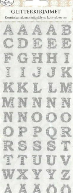 J.K. Primeco Askartelutarvikkeet-Glitterkirjaimet Hopea 1Ark/Pkt