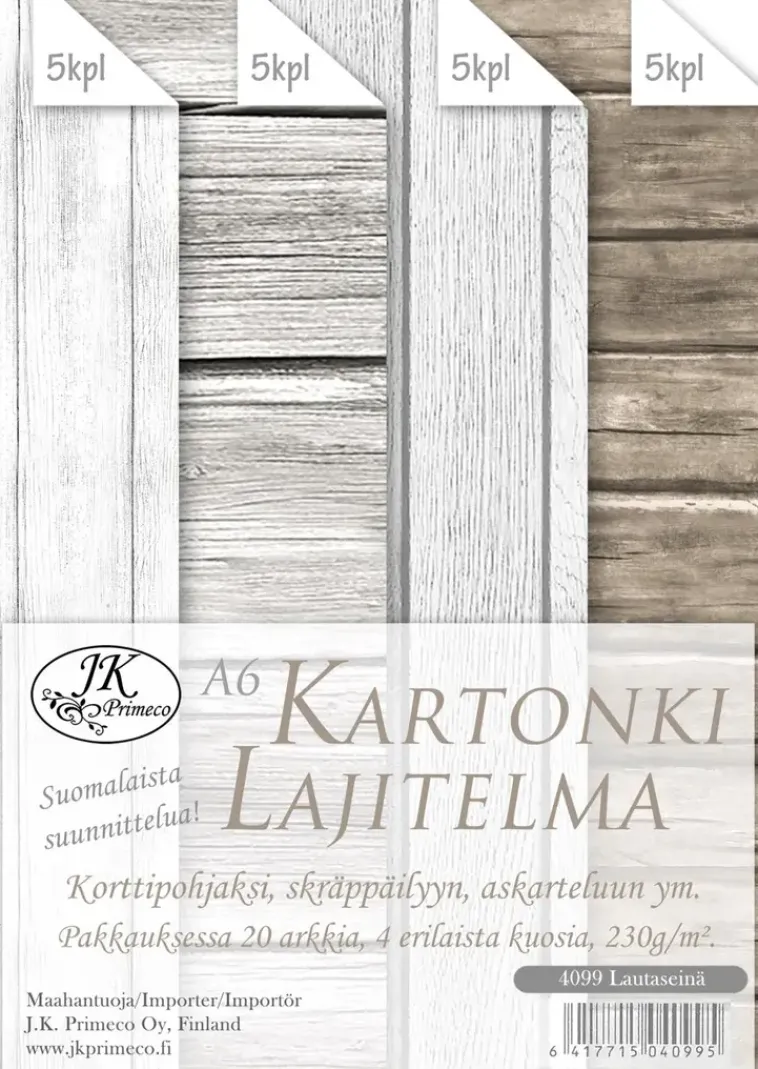 Kartonkilajitelma A6 Lautaseina 20Ark Askartelutarvikkeet