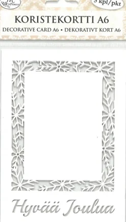 J.K. Primeco Askartelutarvikkeet-Koristekortti A6 Lumihiutalereuna Ja Teksti 5 Kpl