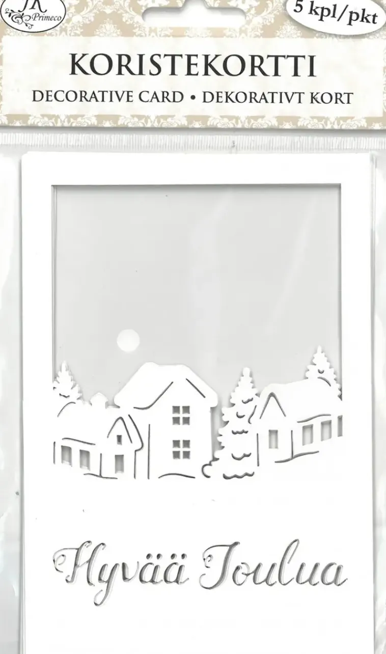 J.K. Primeco Askartelutarvikkeet-Koristekortti Talot Ja Teksti 5 Kpl