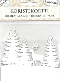 J.K. Primeco Askartelutarvikkeet-Koristekortti Poro Ja Kuuset 5 Kpl