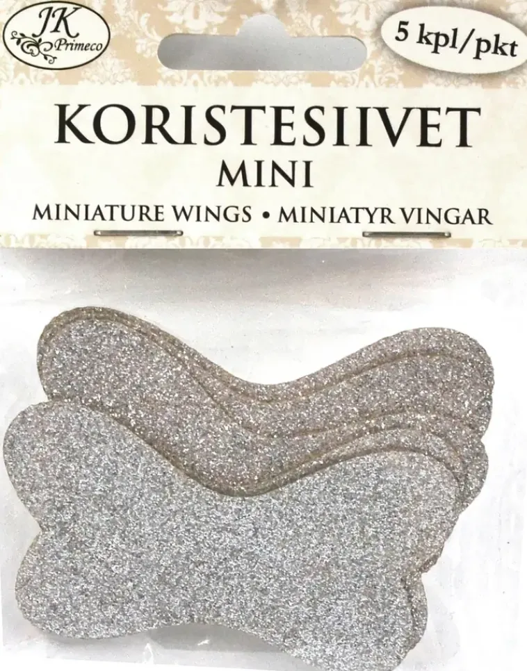 J.K. Primeco Askartelutarvikkeet-Koristesiivet Mini Hopea Glitter 5 Kpl