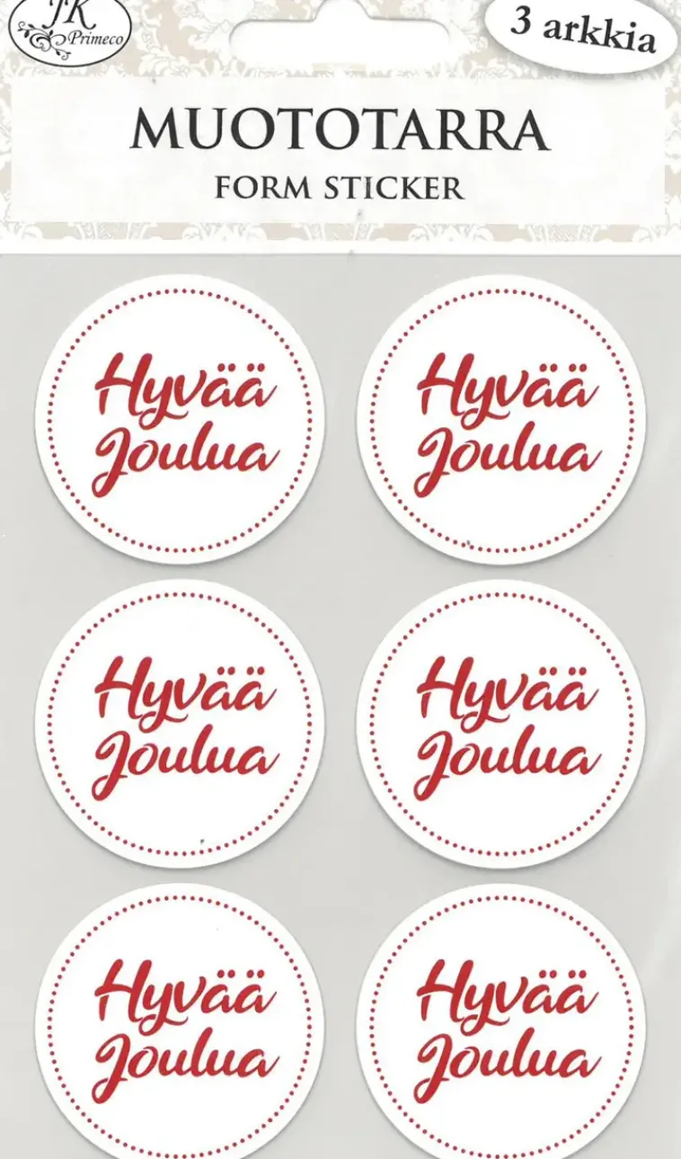 J.K. Primeco Askartelutarvikkeet-Muototarra Hyvaa Joulua Punavalkoinen 3 Ark