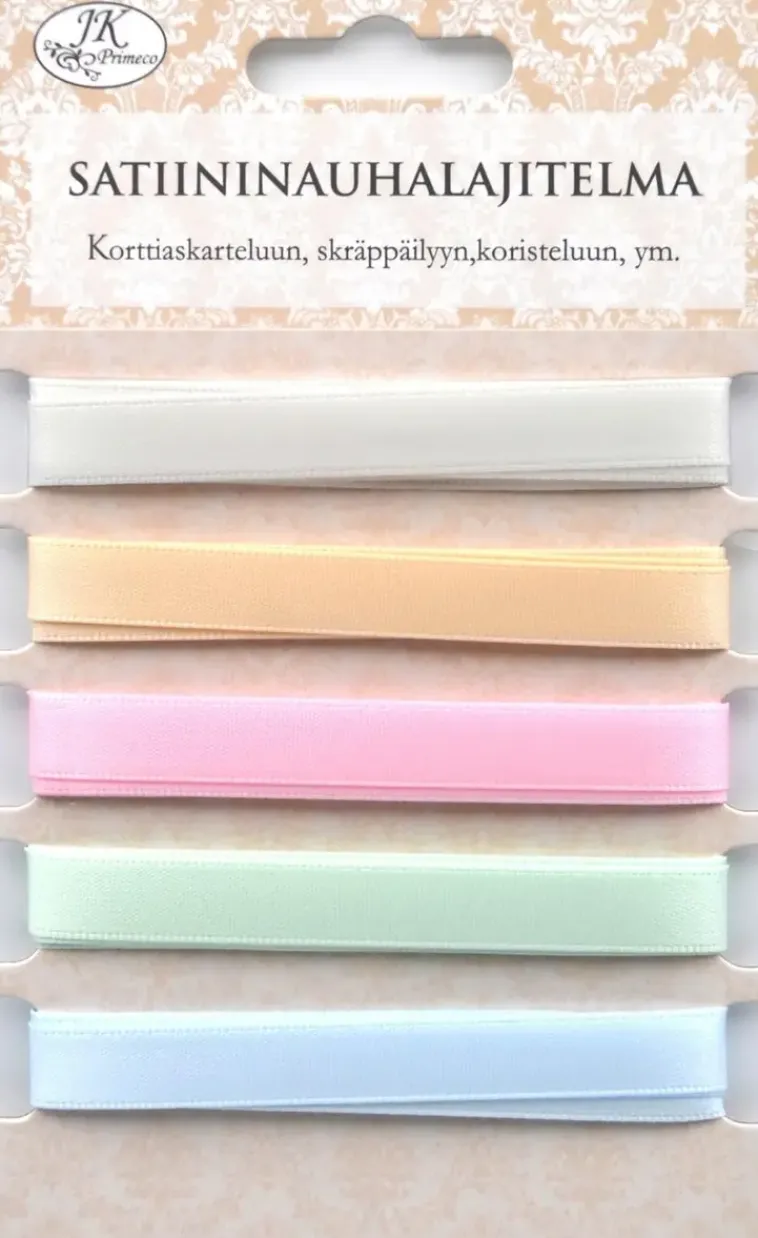 J.K. Primeco Askartelutarvikkeet-Satiininauhalajitelma Pastelli