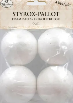 J.K. Primeco Askartelutarvikkeet-Styrox-Pallo 6Cm 4Kpl/Pkt