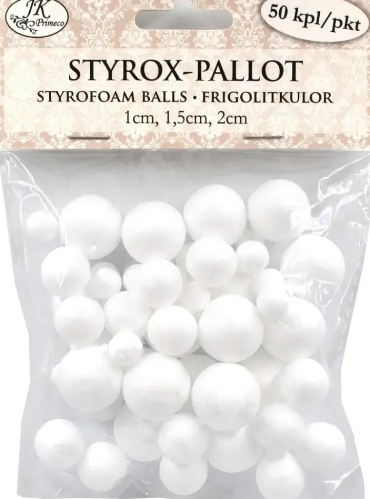 J.K. Primeco Askartelutarvikkeet-Styrox-Pallolajitelma 50 Kpl