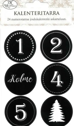 Outlet Joulukalenteritarra Musta 4Ark/Pkt Askartelutarvikkeet
