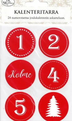 Discount Joulukalenteritarra Punavalko 4Ark/Pkt Askartelutarvikkeet