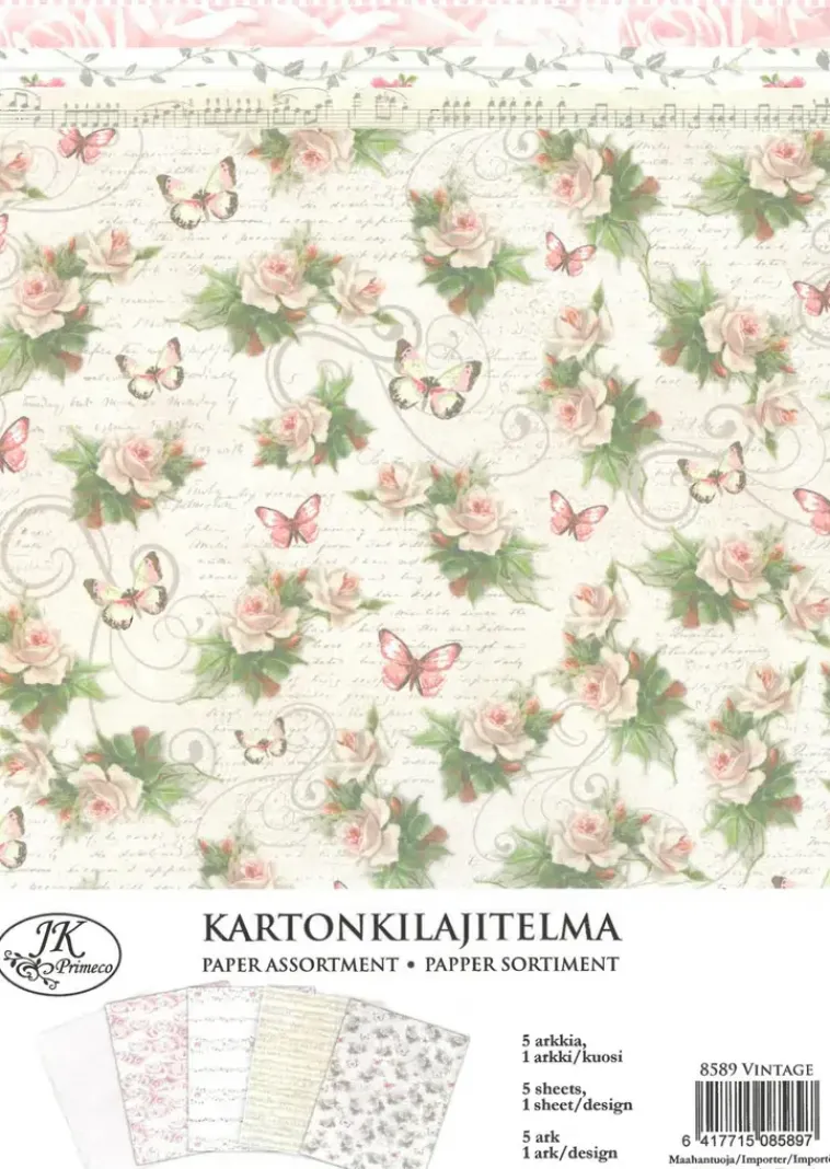 Discount Kuviokartonkilajitelma Vintage A4/5 Askartelutarvikkeet