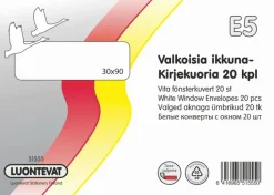 Ikkunakirjekuoria E5 Valkoinen 20Kpl Paperitarvikkeet