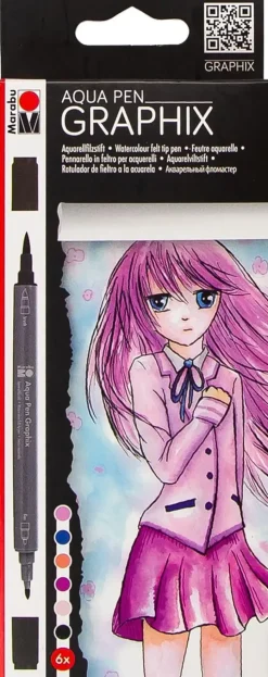 Hot Graphix Manga Kaksipainen Vesivarikyna Askartelutarvikkeet