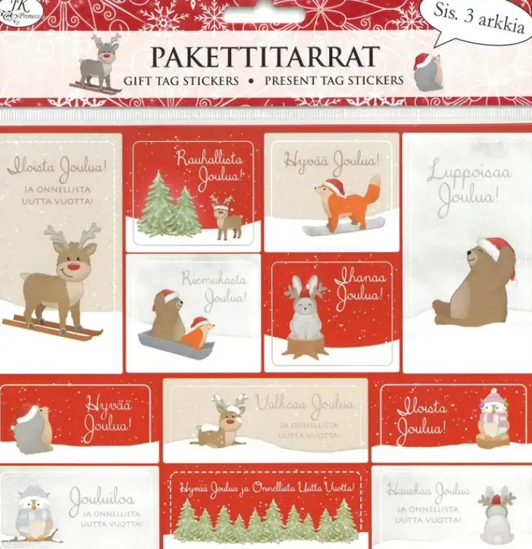 J.K. Primeco Askartelutarvikkeet-Pakettitarra Jouluhahmot 3Ark/Pkt