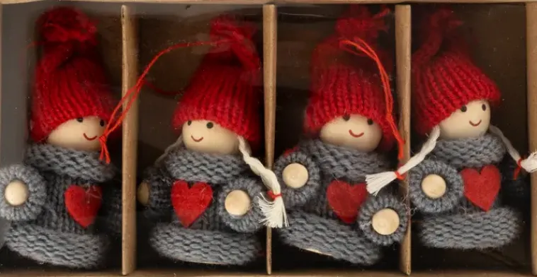 New Pikkutonttu 7 Cm 4 Kpl Sesonkijuhlatarvikkeet