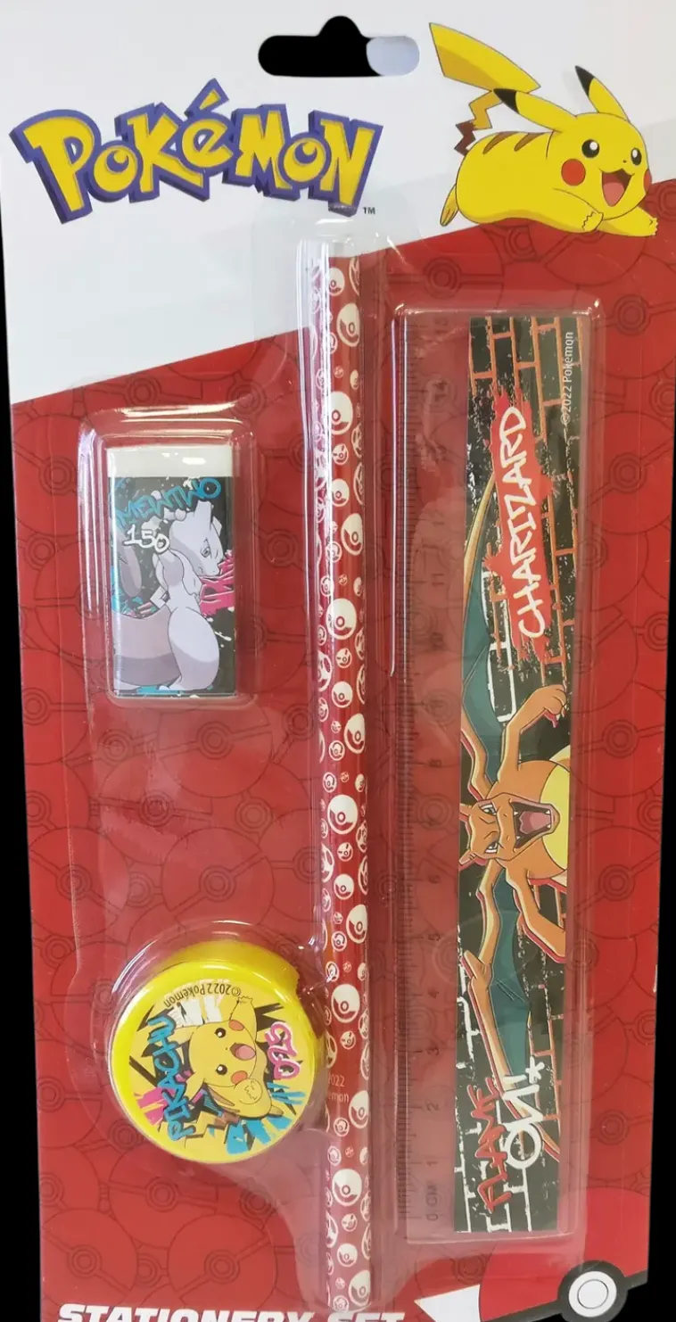 New 4Os Kirjoitussetti, Sis. Lyijykyna, Viivain, Pyyhekumi, Teroitin Toimistotarvikkeet