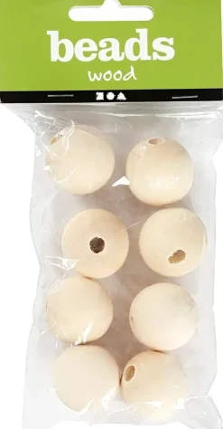 Ei merkkiä Askartelutarvikkeet-Puuhelmi 25Mm, Kasittelematon, 8Kpl