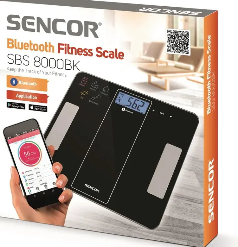 Sencor Henkilövaa'at-Sbs 8000Bk Vaaka Bluetooth Fitness Applikaatio