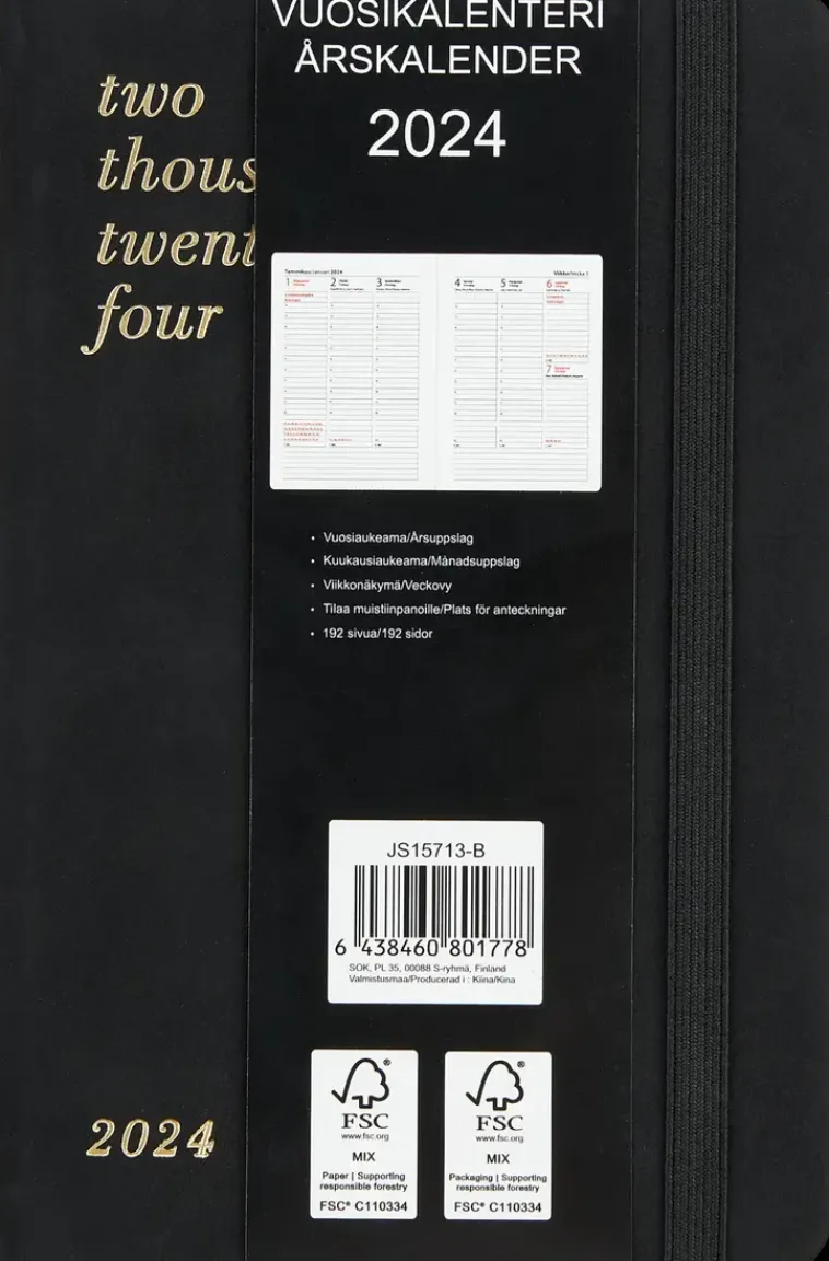 Discount Taskukalenteri A6 Musta Kalenterit