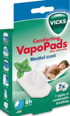 Vicks Ilmastointi Ja Huoneilma-Vapopads, Klassinen Mentoli, 7 Tuoksutyynya